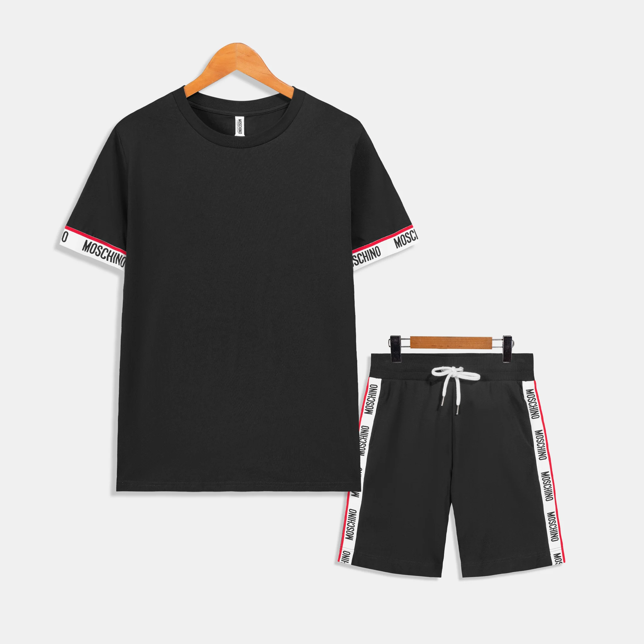 BỘ ÁO PHÔNG MOSCHINO ĐEN QUẦN SHORT MOSCHINO ĐEN VIỀN CHỮ MOS8780 - Ảnh 8